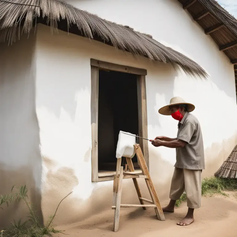 Visual representation of "whitewash" - To paint a wall or ceiling with a mixture of chalk and water