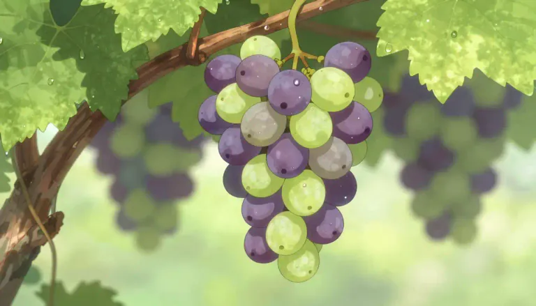 Visual representation of "uva" - The fruit of a vine plant, especially when mature and suitable for wine-making.