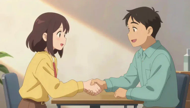Visual representation of "amicable" - Friendly, peaceful, and free from disagreement.
