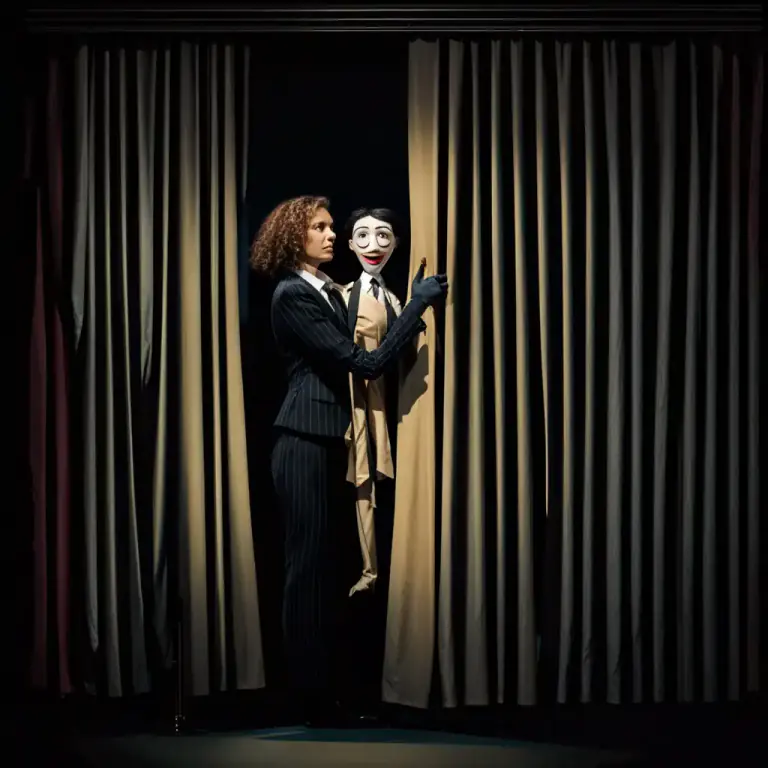 Visual representation of "pull the strings" - To secretly control things from behind the scenes