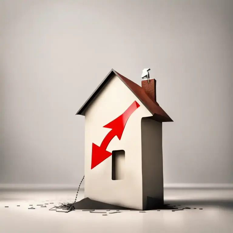 Visual representation of "bottom out" - To fall or sink to the lowest level, especially in terms of value or price.