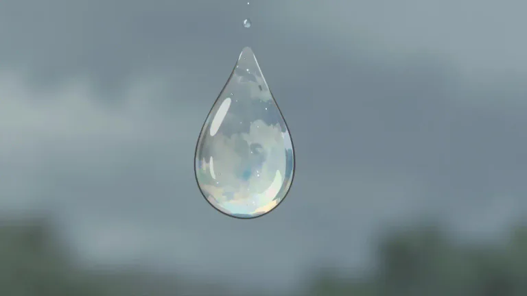 Visual representation of "raindrop" - A single small drop of rain.