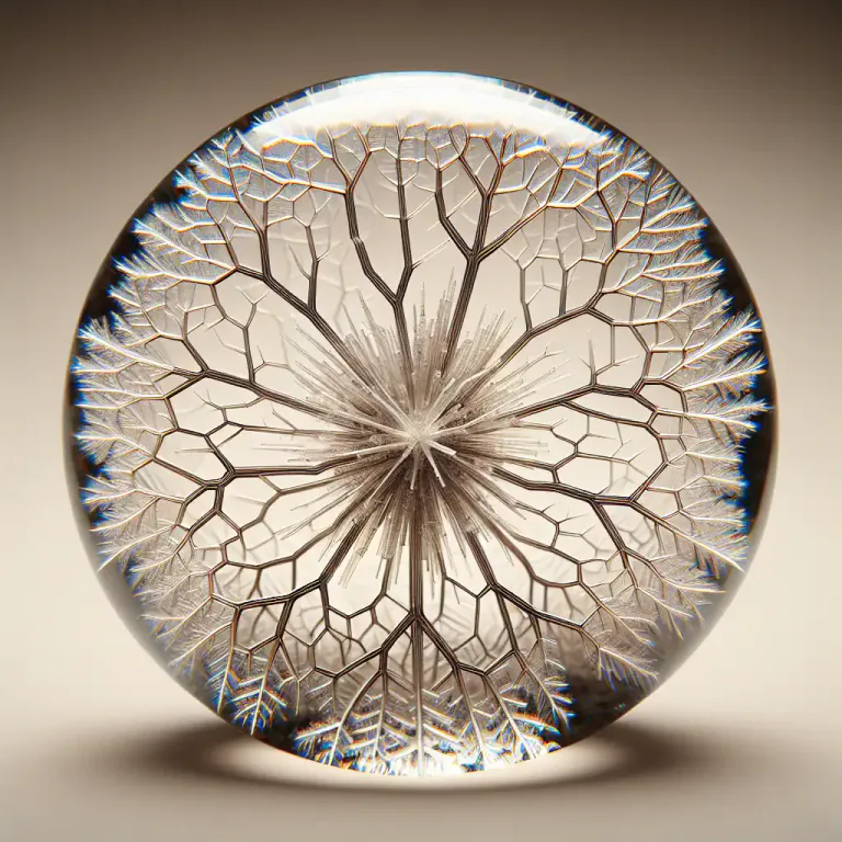 Visual representation of "dendrite" - A crystal or a part of a crystal branching out from the main body.