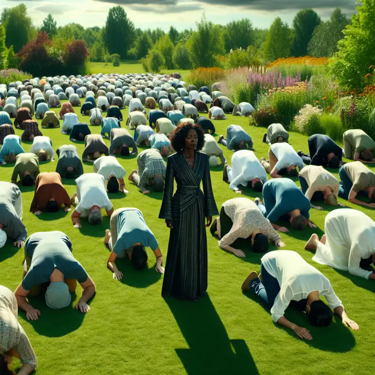 Visual representation of "prostrate" - To lay oneself flat on the ground face downward, especially in reverence or submission.