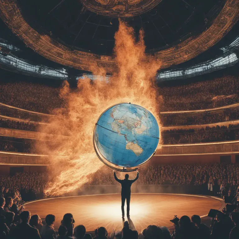 Visual representation of "set the world on fire" - To do something that attracts a lot of attention or makes you famous