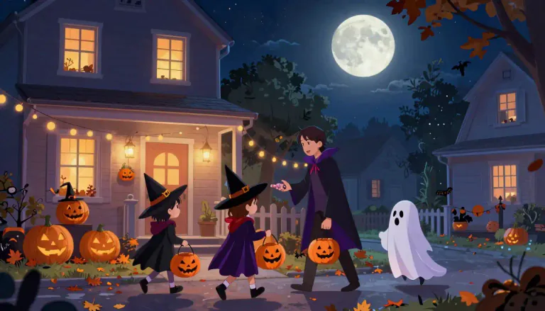 Visual representation of "halloween" - A festival celebrated on the night of October 31st, often involving costumes, trick or treating and parties.