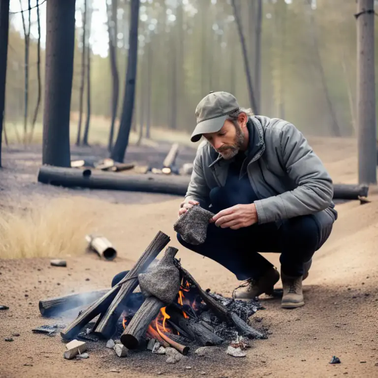 Visual representation of "breeze" - The remains of a fire, such as ashes and partially burnt coal or wood.