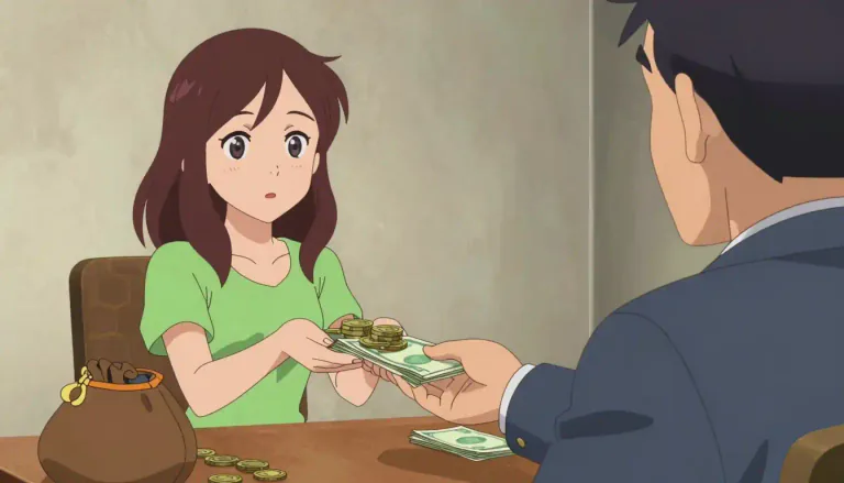 Visual representation of "repay" - To give back money to someone who lent you