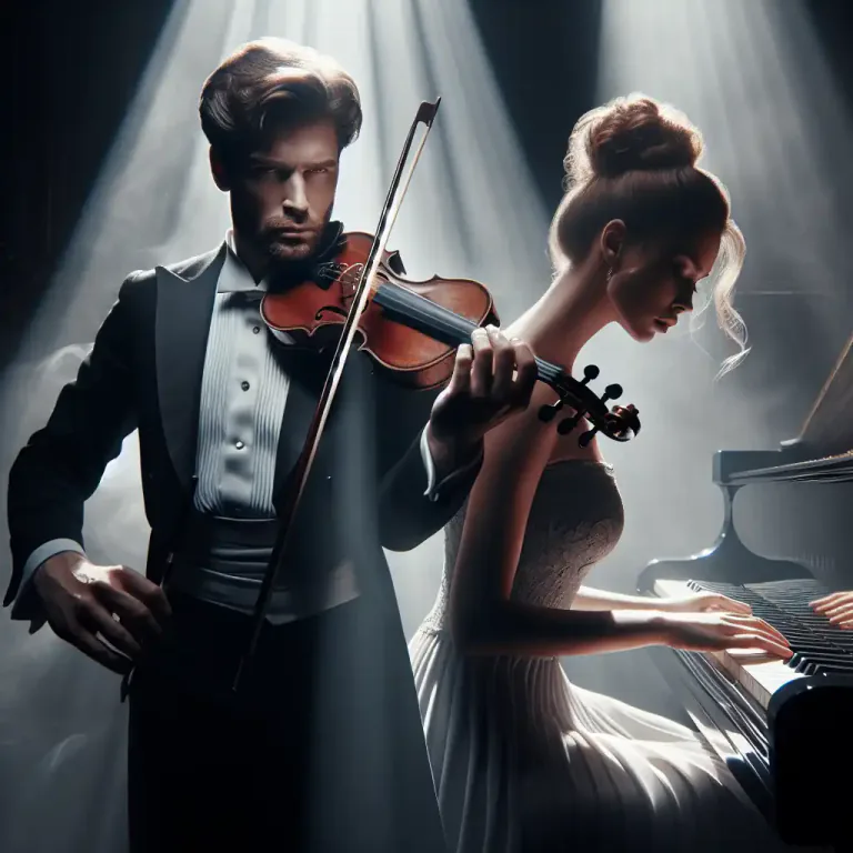 Visual representation of "duet" - To perform a piece of music or song together with another person