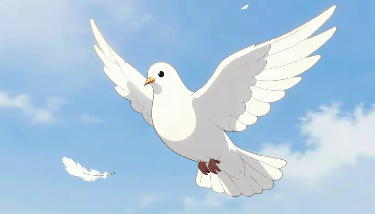 Visual representation of "dove" - A kind of bird that is often white and known for being peaceful