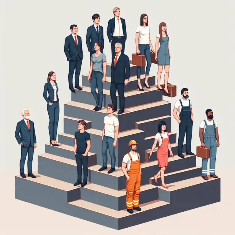 Visual representation of "stratum" - A level of society made up of people of the same rank or position