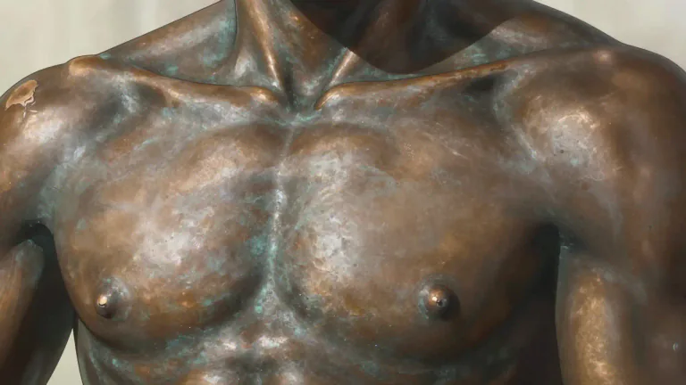 Visual representation of "bronze" - a dark brown metal made of copper and tin