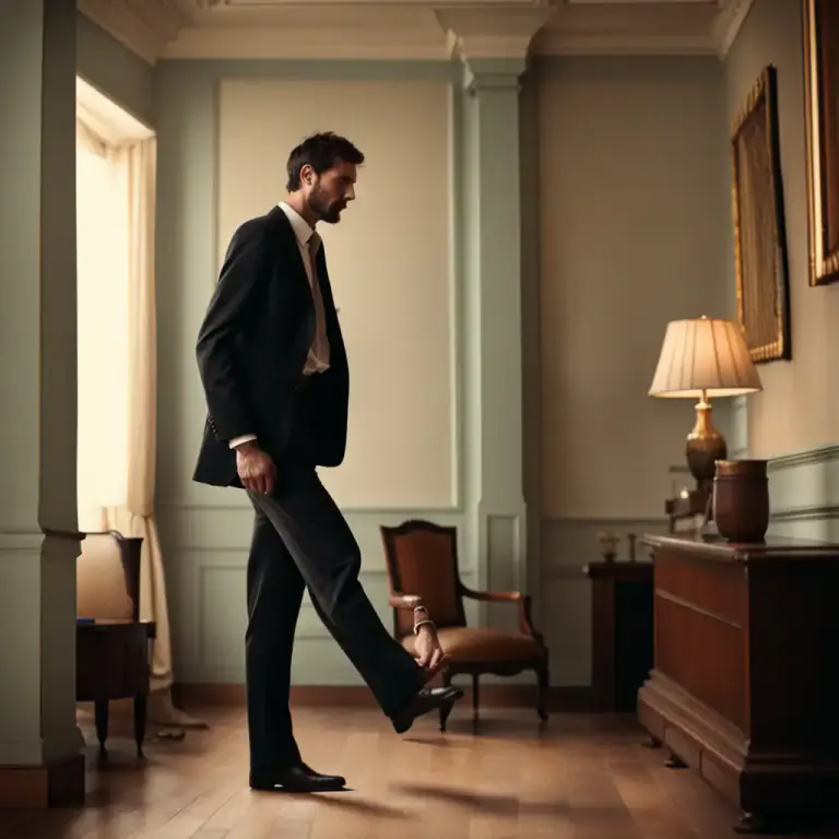 Visual representation of "stalk" - To walk with long deliberate steps