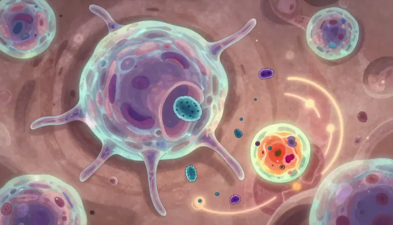 Visual representation of "histiocyte" - A type of immune cell found in tissues that helps to defend the body against infections and aids in inflammation responses.