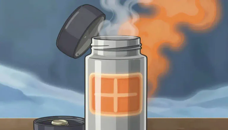 Visual representation of "thermos" - A thermos is a container that keeps liquids at a constant temperature, preventing them from cooling down or heating up.