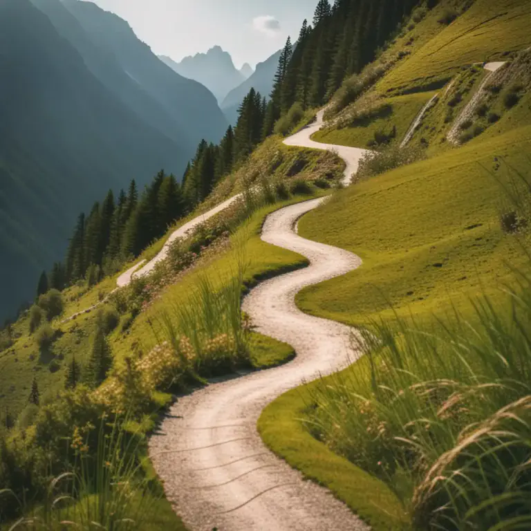 Visual representation of "devious" - Going in different directions, not in a straight line or direct path.