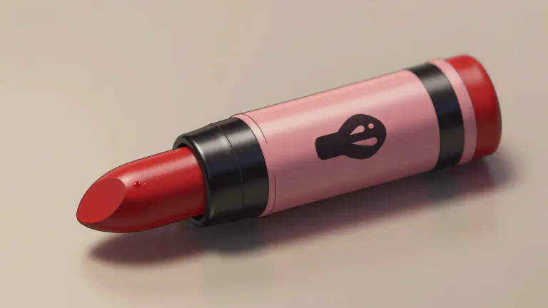 Visual representation of "lipstick" - A small crayon-like oil paint in a plastic or metal tube.