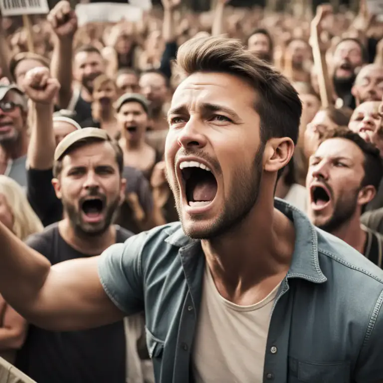 Visual representation of "speak out" - To use your voice to be heard amongst a crowd or group.