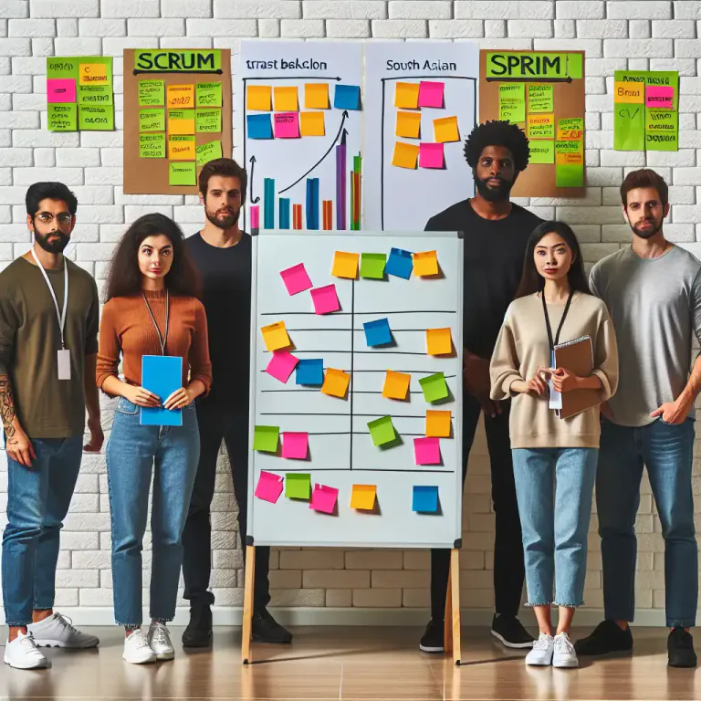 Visual representation of "scrum" - In business, a framework in agile software development