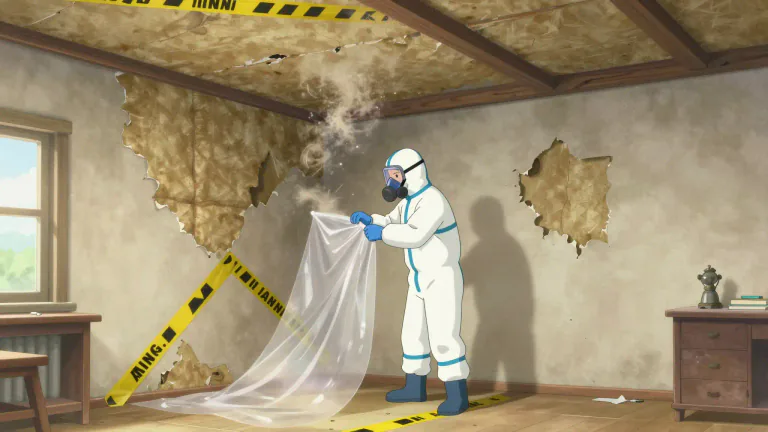 Visual representation of "asbestos" - A fireproof material that was used in buildings but has been found to hurt peoples' health.