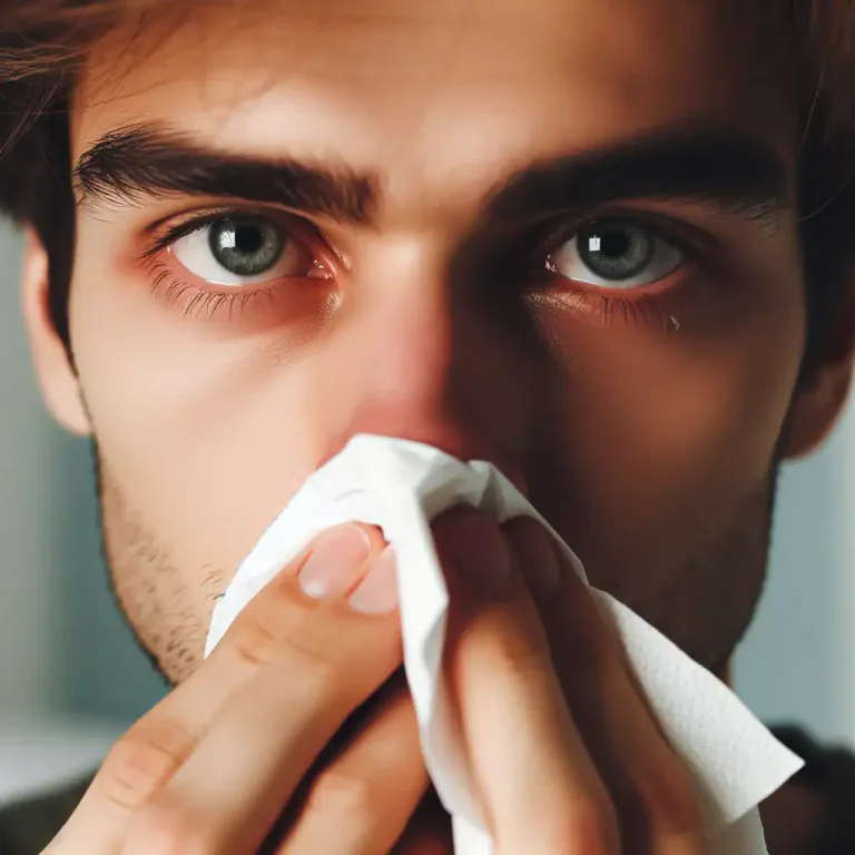 Visual representation of "get, have, etc. the sniffles" - To start having a cold or other minor illness that makes you continually sniff