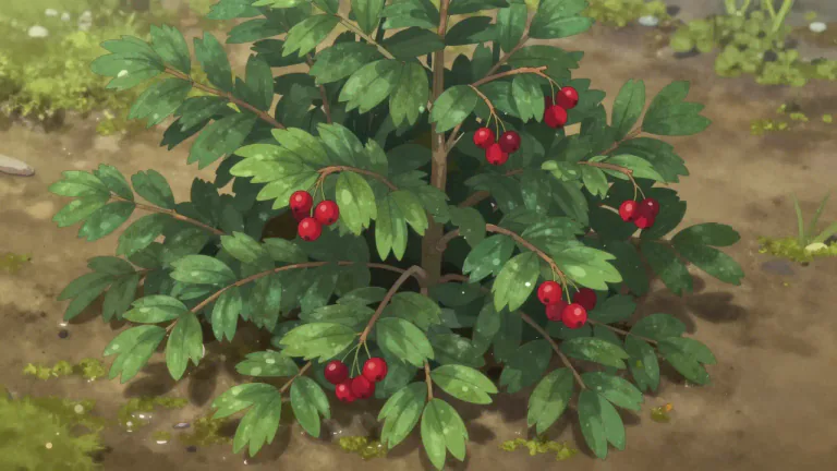 Visual representation of "cranberry" - A small evergreen shrub on which cranberries grow.