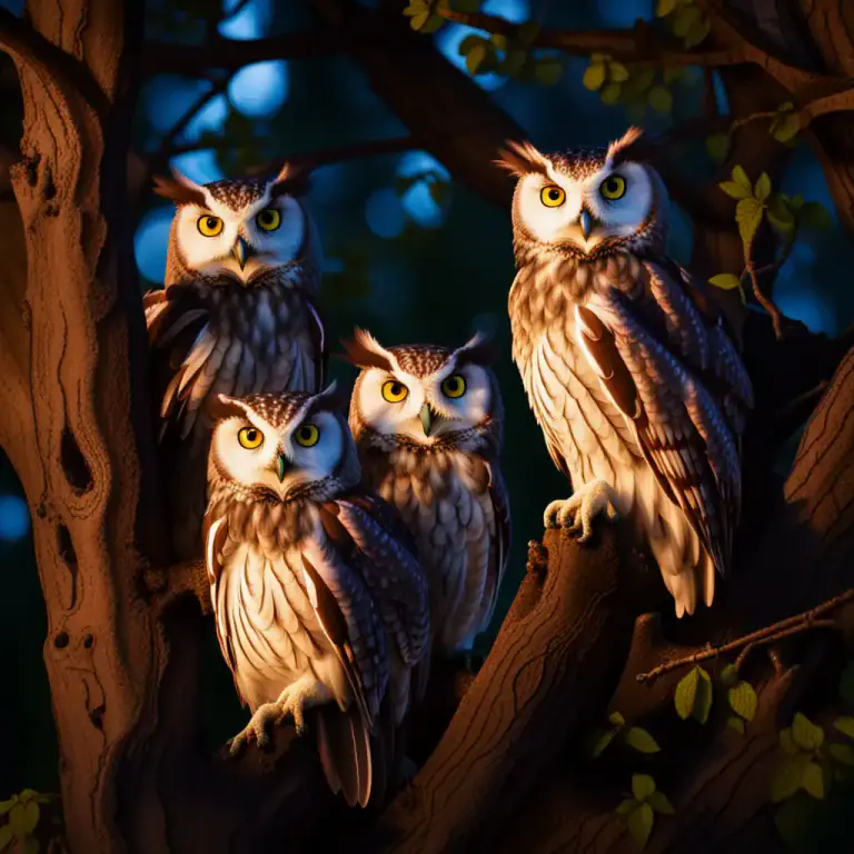 Visual representation of "parliament" - a large group of birds, in particular, a group of owls