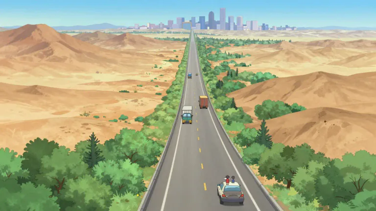Visual representation of "interstate" - Existing or done between different US states.