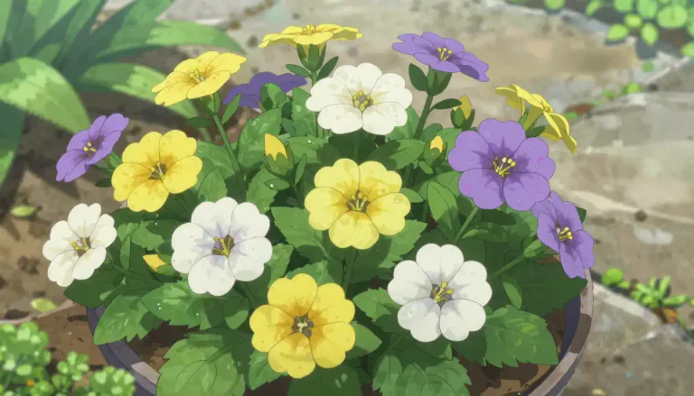 Visual representation of "alyssum" - A type of small plant with yellow, white, or purple flowers.