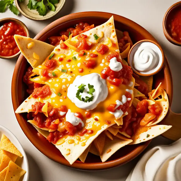 Visual representation of "nachos" - tortilla chips served with a melted cheese topping and often other savoury toppings