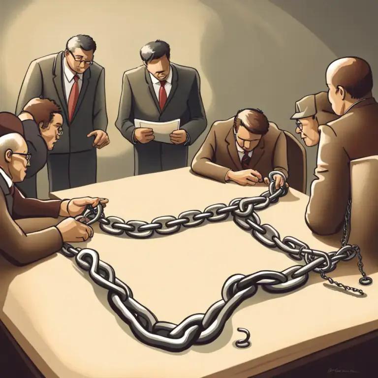 Visual representation of "shackle" - Something that restrains or restricts action or progress.
