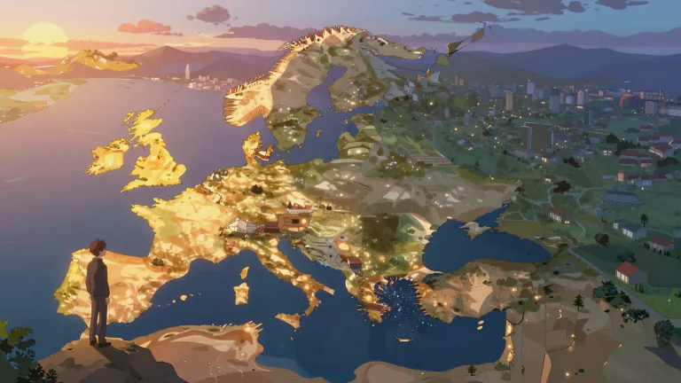 Visual representation of "western" - Related to the west part of a region, country, or the world.