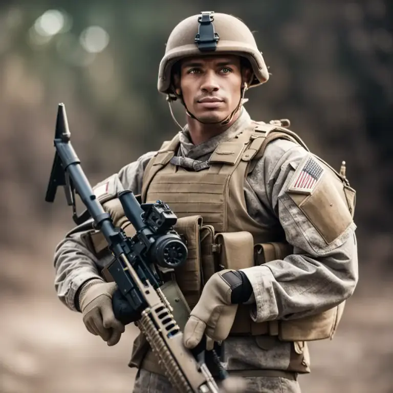 Visual representation of "bear arms" - To serve as a soldier or fight in a war.