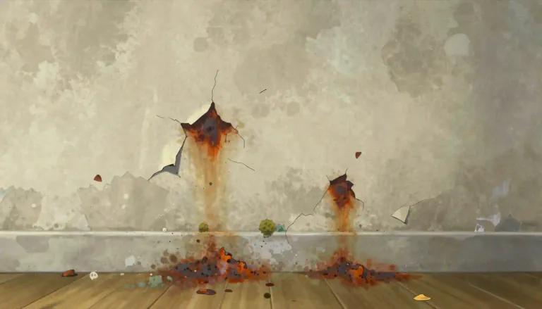Visual representation of "decay" - The process of becoming worse, weaker, or of less quality over time