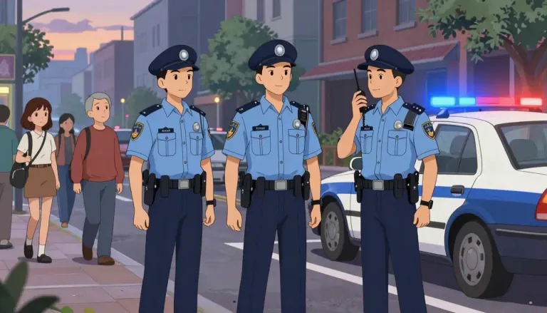 Visual representation of "police" - People who are officially in charge to maintain order, enforce laws and prevent crime.