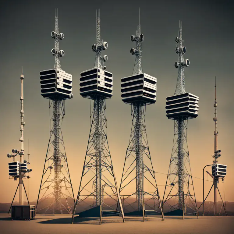 Visual representation of "network" - A group of television or radio stations that broadcast the same programs