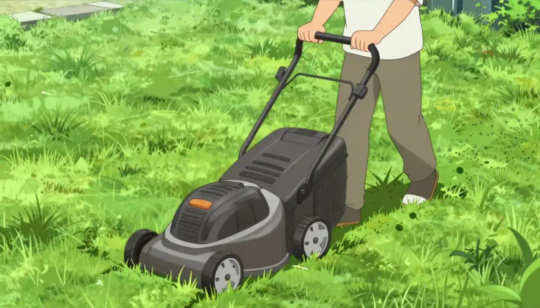 Visual representation of "mow" - Cut the grass of a lawn with a machine