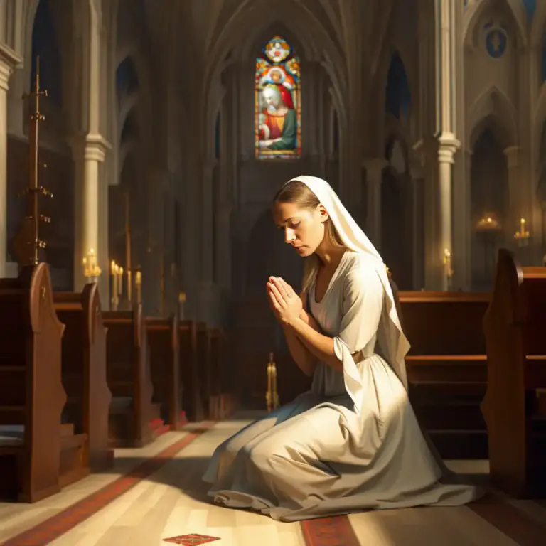 Visual representation of "intercede" - To act as an intermediary in a religious context.