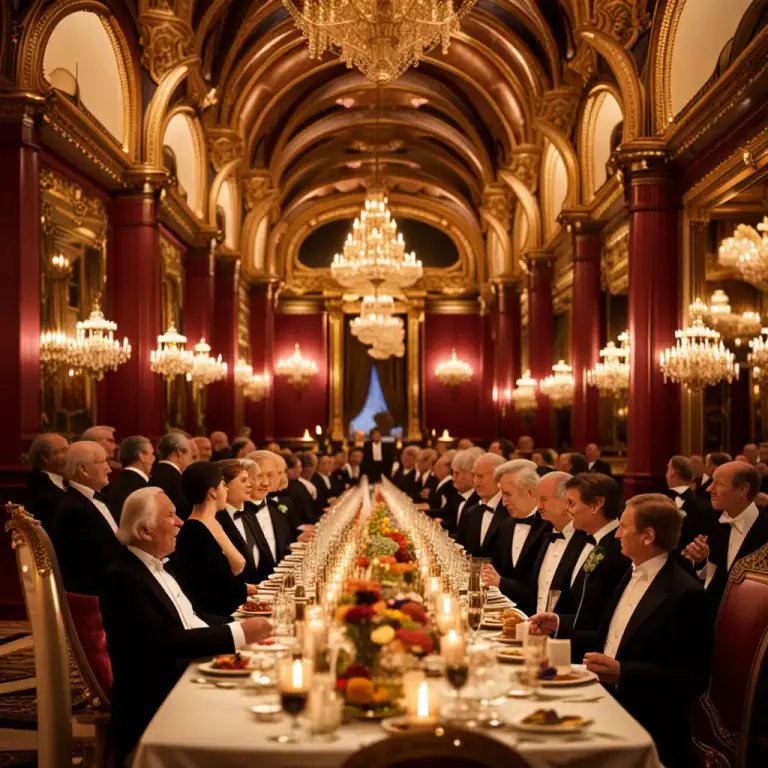 Visual representation of "dinner" - A formal evening meal, often followed by speeches.