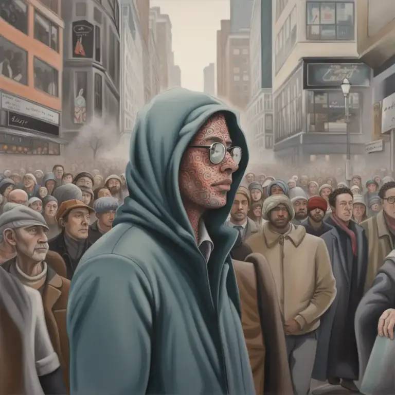 Visual representation of "anonymity" - The quality of being unknown or unremarkable, making one indistinguishable