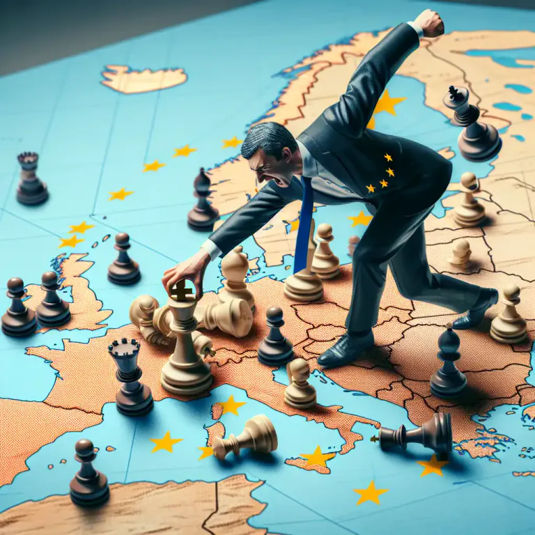 Visual representation of "overreach" - To defeat yourself or cause your own failure by trying to get too much power or control