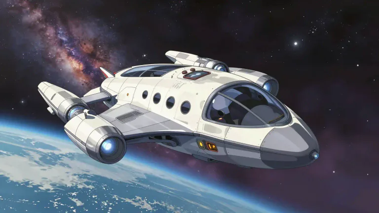 Visual representation of "spacecraft" - A vehicle designed to travel or operate in outer space.