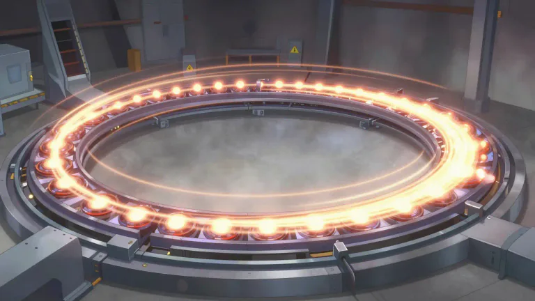 Visual representation of "accelerator" - A machine that makes particles move faster.