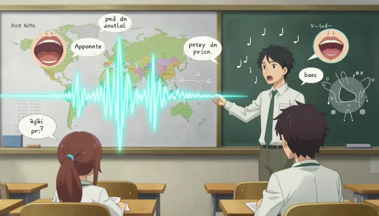Visual representation of "phonology" - The study of the way sounds function in particular languages or languages in general.