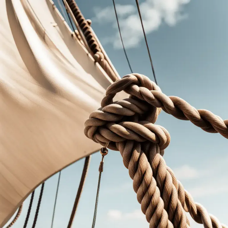 Visual representation of "earring" - A loop of rope on a sail for attaching it to the yard or gaff