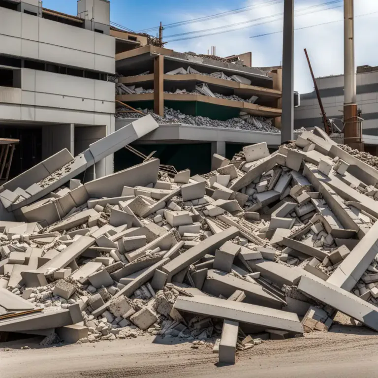 Visual representation of "brash" - A pile of fragments, typically from a collapse or demolition.