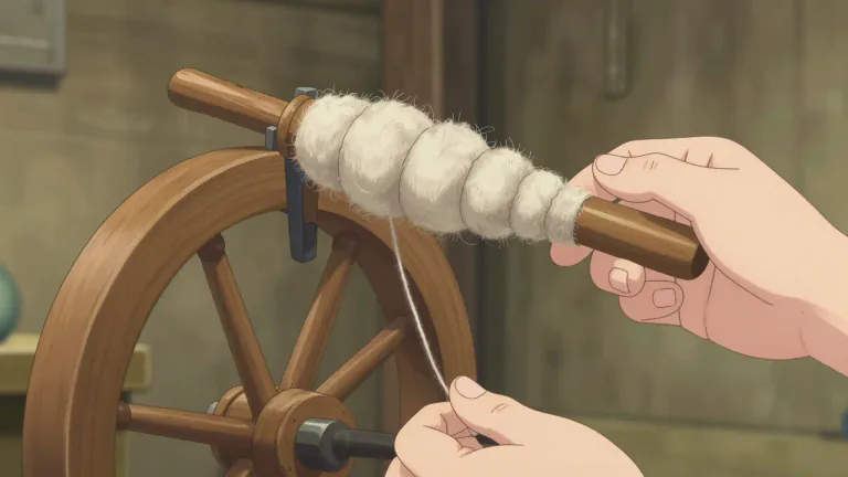 Visual representation of "distaff" - A tool used in spinning, particularly in hand spinning, where it is used to keep the unspun fibers untangled and in order