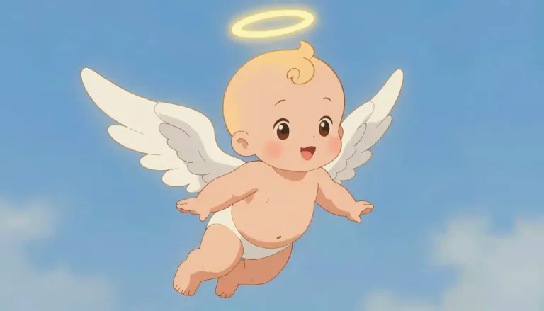 Visual representation of "cherub" - A small angel, often represented as a baby with wings