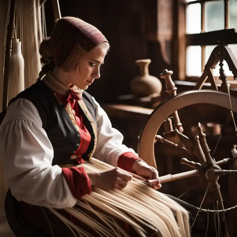 Visual representation of "spinner" - A person who spins textile fibers into thread.