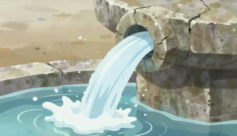 Visual representation of "gush" - flow out in a rapid and plentiful stream